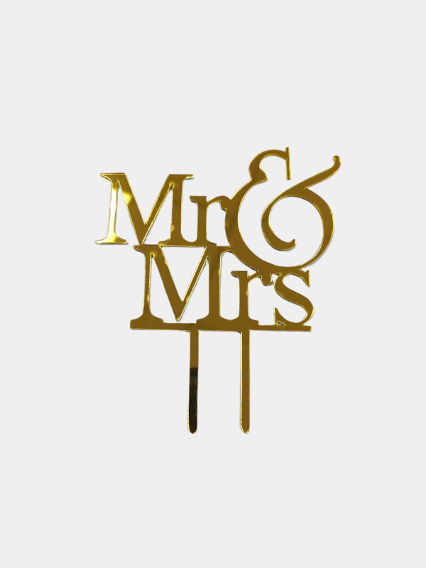 Топпер свадебный Mr&Mrs золото, акрил